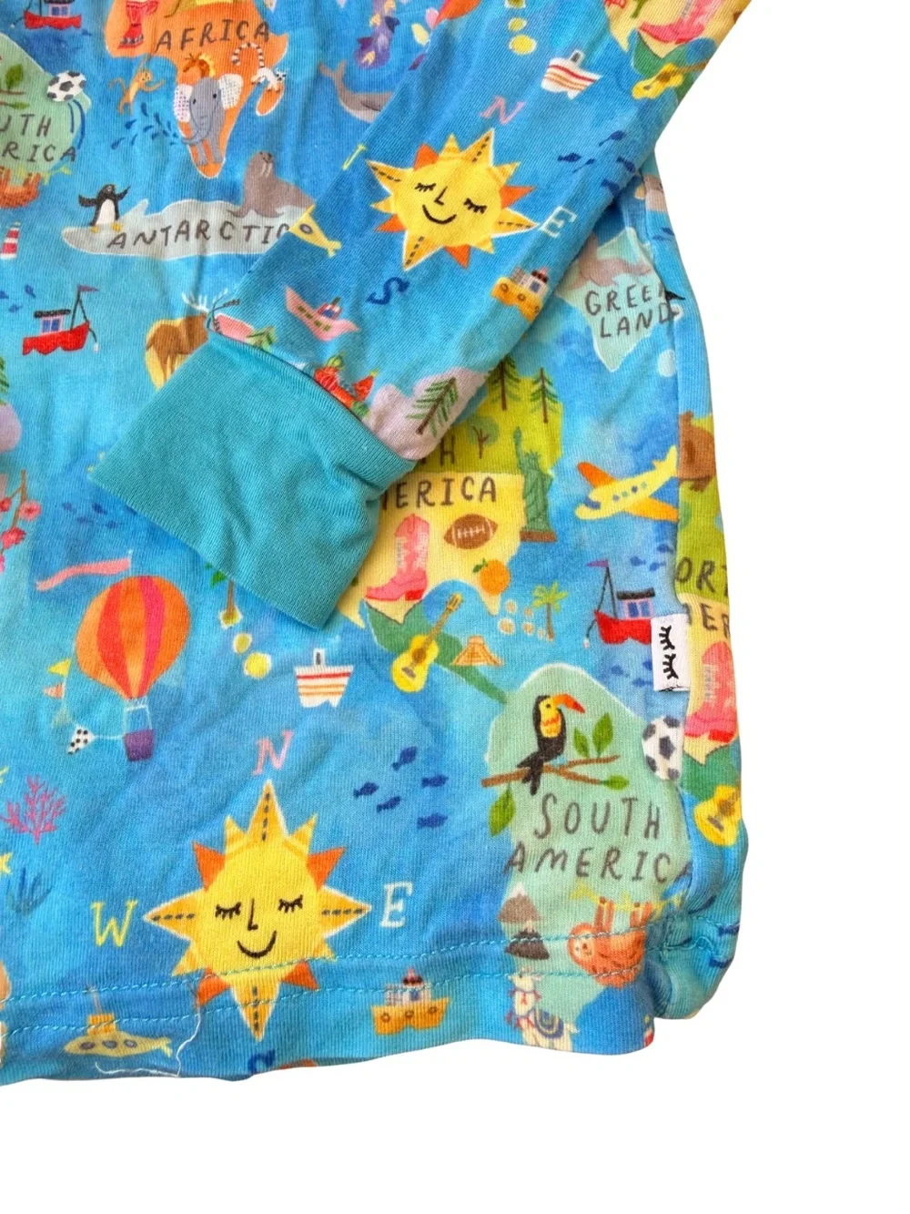 ✈️ Little Sleepies Kids Long Sleeve World Map Globe Print Pajama Top Unisex 3T